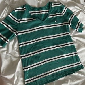 Tommy Hilfiger Half Sleeve V-Neck Striped Shirt
